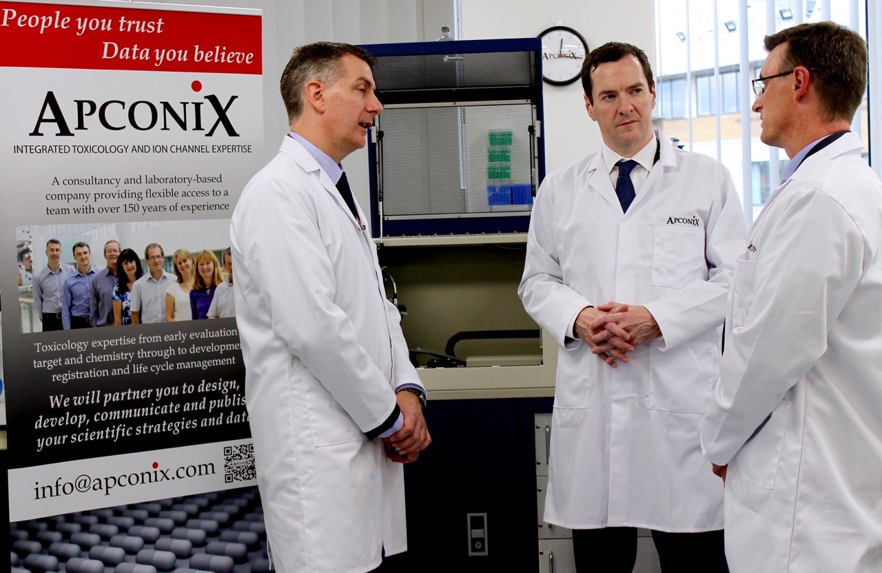 george osborne visits apconix, integrated ion channel discovery