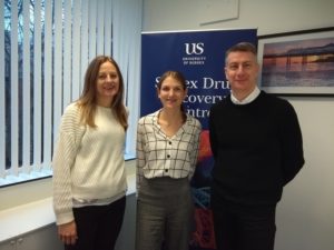Victoria Miller’s PhD viva From left to right: Dr Ruth Murrell-Lagnado, Dr Michael Morton, Dr Victoria Miller
