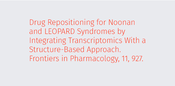 Drug Repositioning for Noonan and LEOPARD Syndromes by Integrating Transcriptomics With a Structure-Based Approach. Frontiers in Pharmacology, 11, 927.
