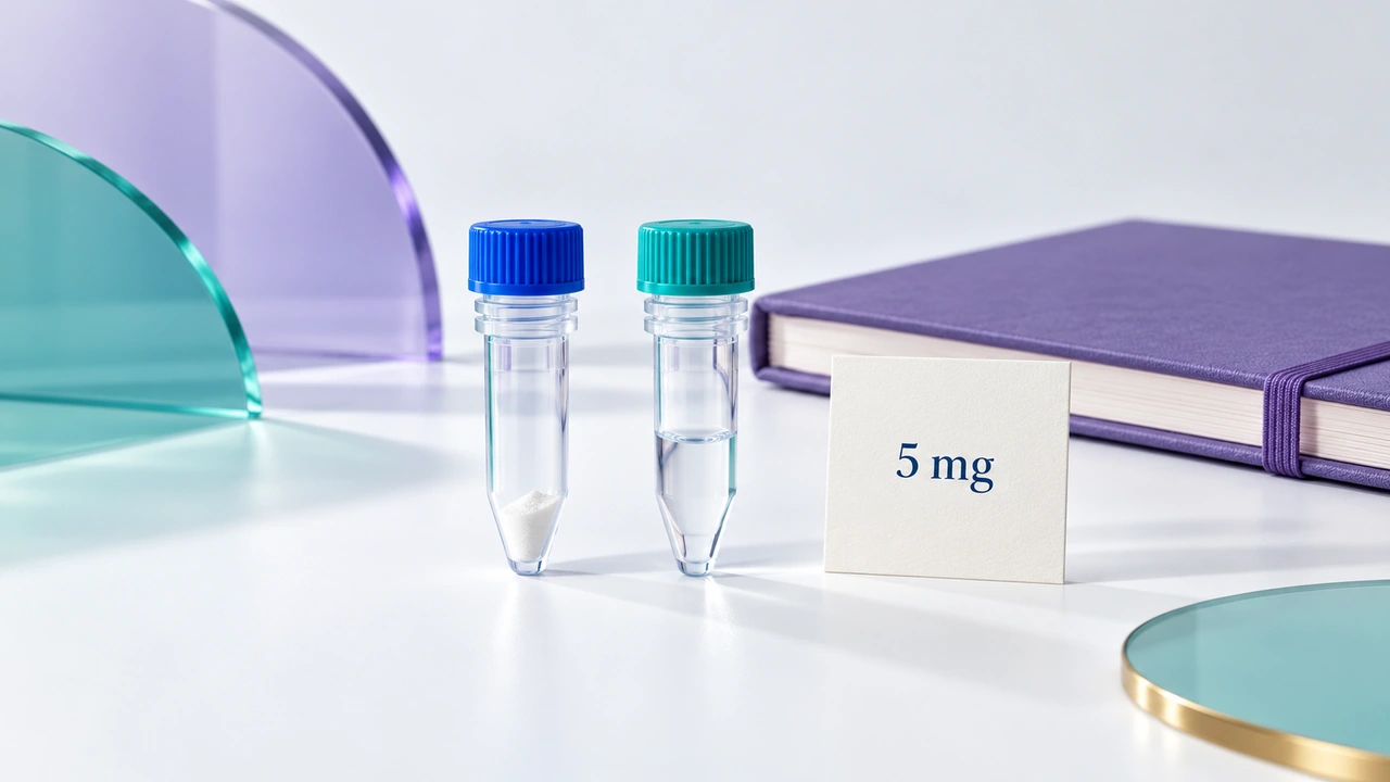 Sedation Mea Compound Requirements – Apconix Two Sample Tubes Containing Powder And Liquid Beside A Card Reading “5 Mg”.