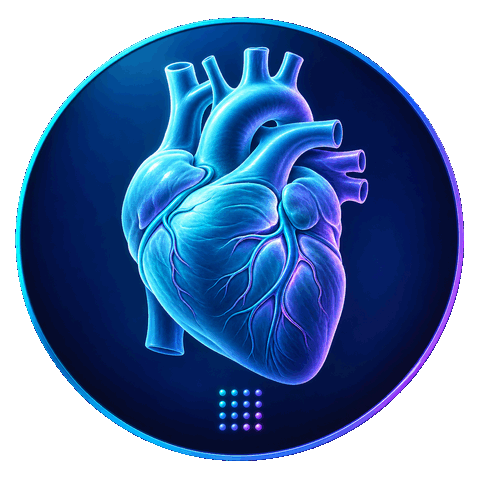 Anatomical Heart Illustration With An Electrode Grid Motif, Representing Cardiac Mea Screening.