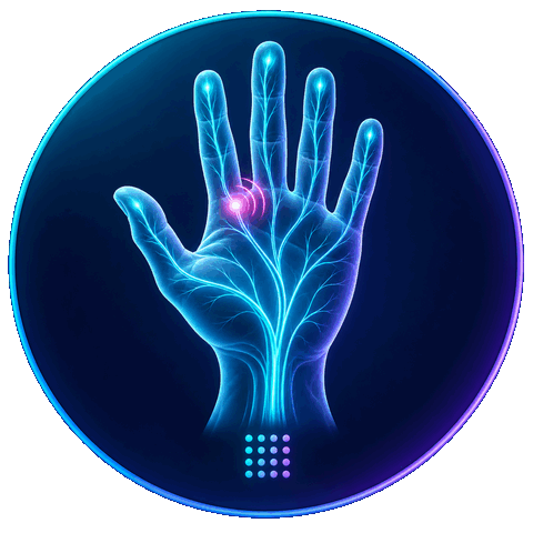 Hand Illustration Showing Sensory Nerve Pathways And A Highlighted Pain Signal.